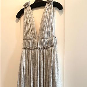 jonathan simkhai plisse lame maxi dress